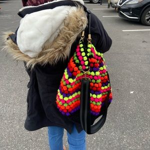Handmade crochet rainbow bag